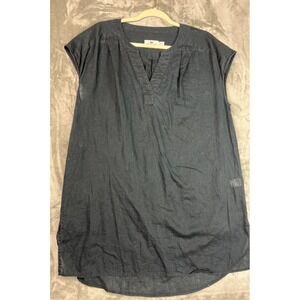 Vineyard Vines Medium Black V-Neck  Linen Blend‎ Cotton Shift Light Dress Tunic